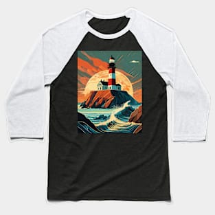 Coastal Beacon at Sunset with lighthouse Baseball T-Shirt